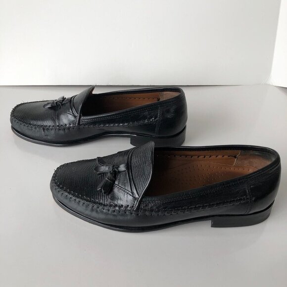 BOSTONIAN Kitlie Black Leather Tassel Men's Casual Loafers Slip On Toppied 10M - Picture 6 of 16